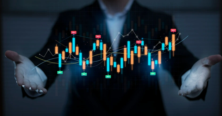 man holding trading graph